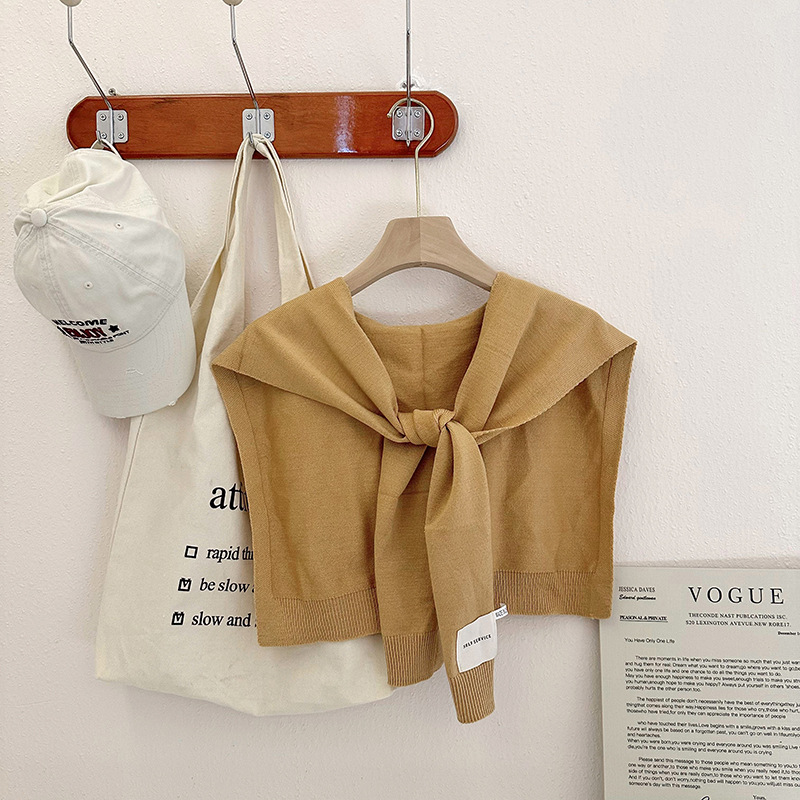 Nudo de chal para mujeres 2025 otoño invierno cuello falso aire acondicionado habitación de color sólido bufandas de hombro tejido fuera de la capa pequeña camisa hombro