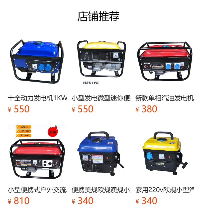 Small outdoor gasoline generator 950 series portable household commercial 110V220V generator 650W