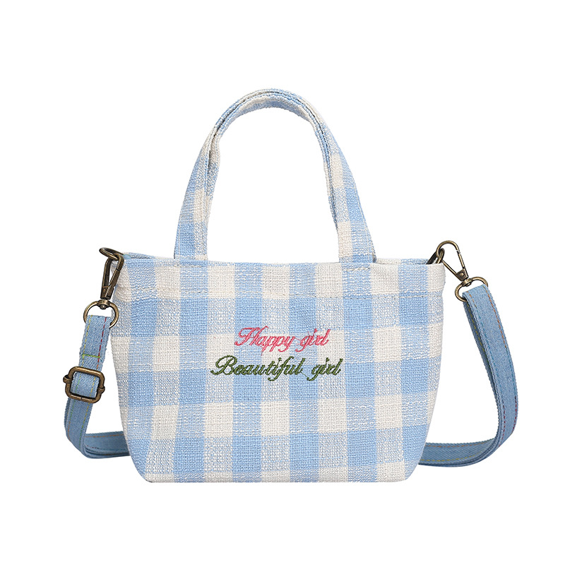 letras extranjeras bolsos de hombro para niños, lona bordada, bolsos de mochila para niños y niñas, bolsos de moda para niños, bolsos de arco a cuadros