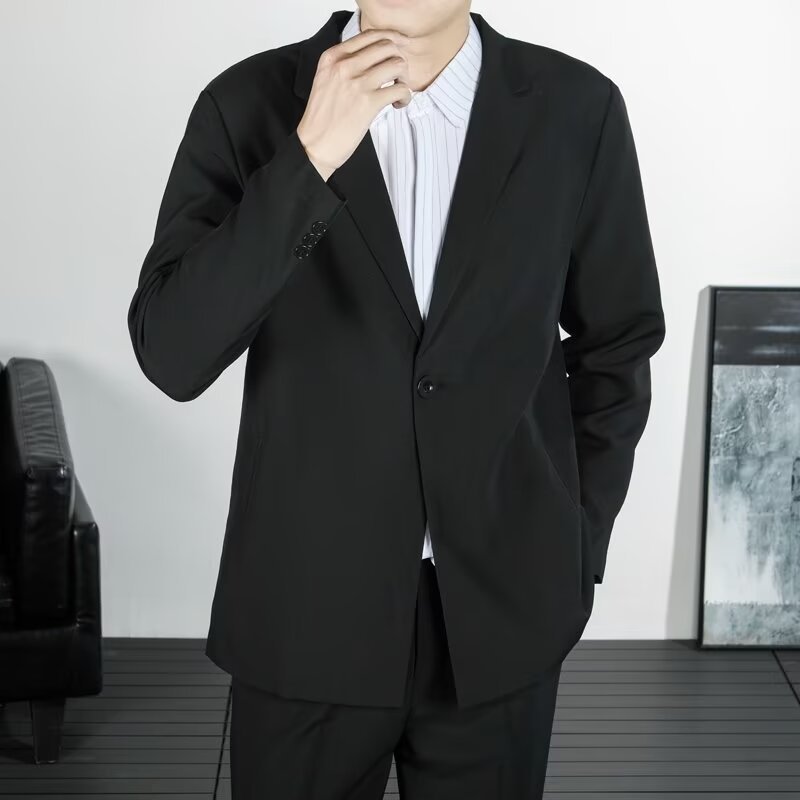 블랙 롱 3피스 슈트 (슈트+바지+화이트 셔츠)