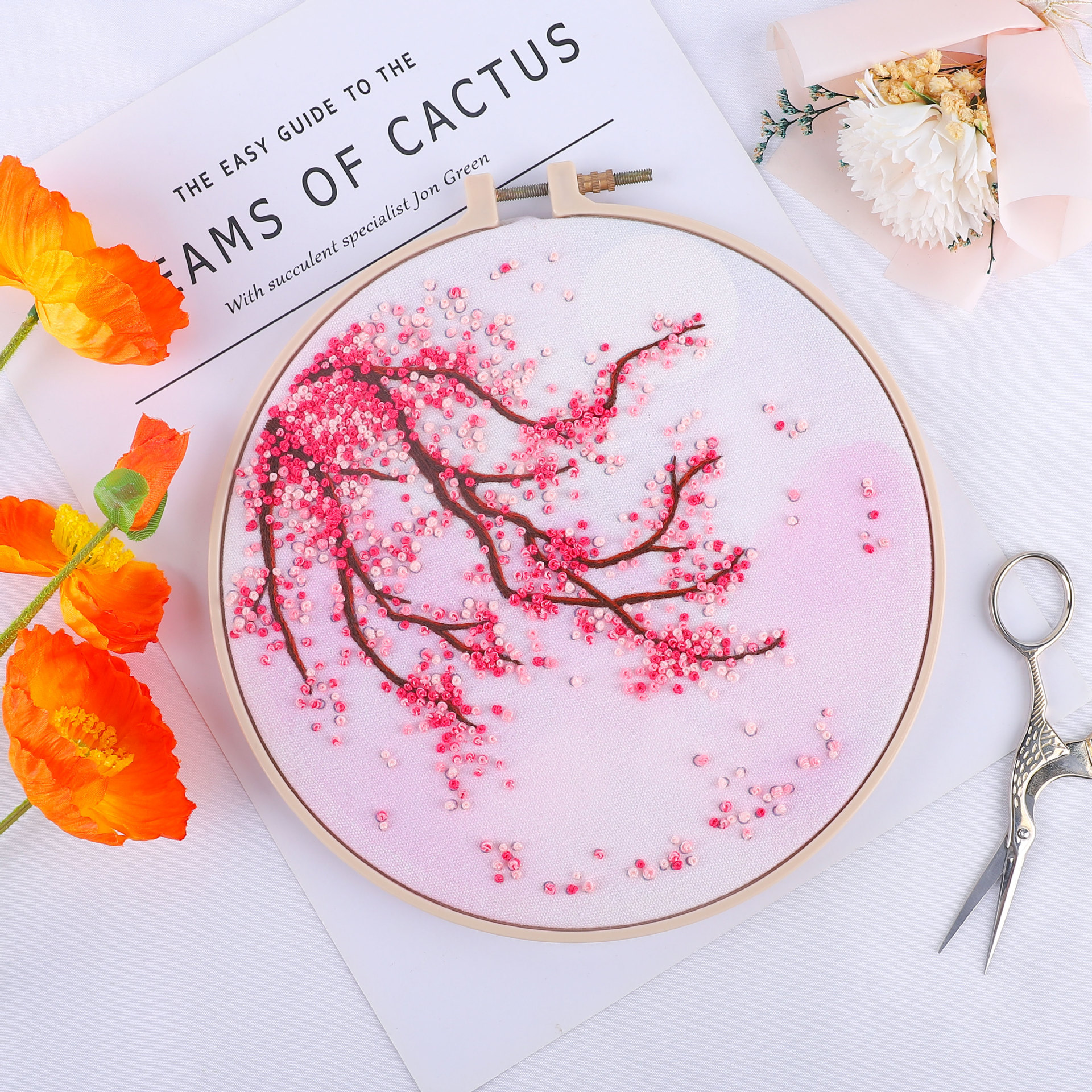 Paquete de material bordado hecho a mano para principiantes, patrón de hojas de hierba de estilo escandinavo, regalo bordado de Suzhou, puramente hecho a mano