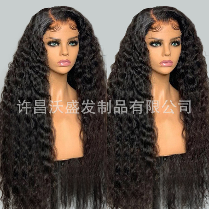 13*4 front lace real wig headgear Human Hair deep wave factory direct sales
