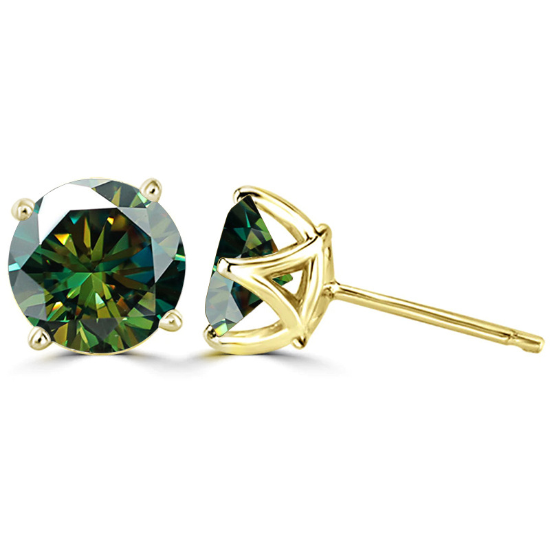 Europa y América populares orejetas de piedra de moissan de oro negro Hip Hop retro 1 quilate S925 joyas de plata de moissan