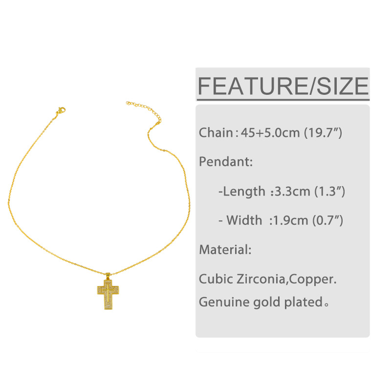 new micro-inlaid zircon hip hop cross necklace