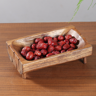 Thailand Solid Wood Dried Fruit Plate Household Living Room Coffee Table Vintage Creative Wooden Tray Nut Snack Storage Fruit Plate