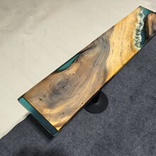 环氧树脂书桌胡桃木茶台实木大板茶桌办公桌环氧树脂河流实木餐桌