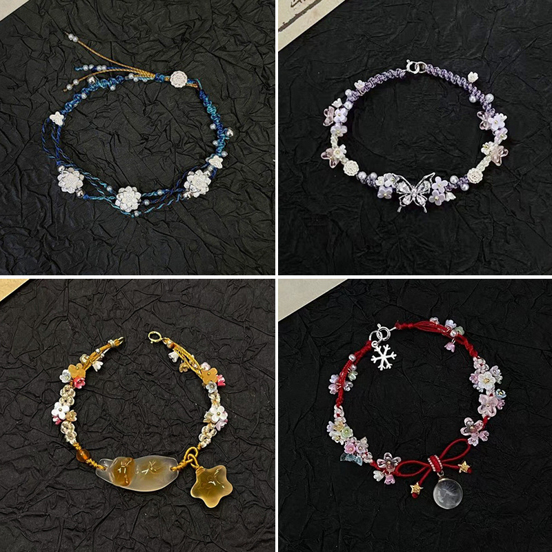 New Chinese-Style Hand-Woven Lotus Butterfly Bracelet, Osmanthus Cat Bracelet, Popular on Xiaohongshu, Mother's Day Gift New Chinese-Style Hand-Woven Lotus Butterfly Bracelet, Osmanthus Cat Bracelet, Popular on Xiaohongshu, Mother's Day Gift