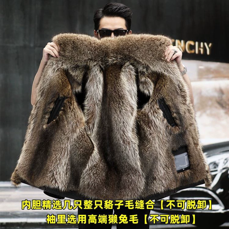 Winter elite leather long warm jacket, genuine leather, mid-length