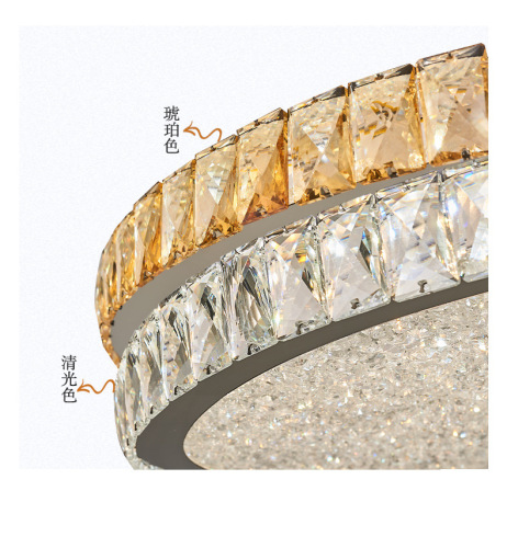 轻奢简约圆形水晶灯吸顶灯后现代客厅灯 LED走廊入户卧室灯具批发