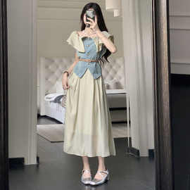 茶里茶气韩系穿搭一整套夏装复古感时尚两件套装裙减龄洋气质