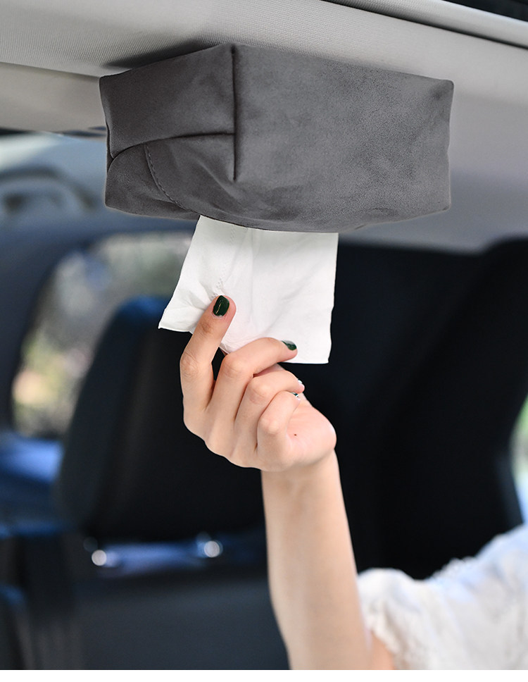 Cross-Border Tk Amazon Magnetic Car Tissue Box, High-End Leather Center Console Tissue Box, Car Interior Accessories