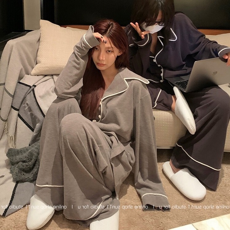 German velvet pajamas women's autumn and winter 2023 new thin velvet long sleeve loose couple tall home clothes two-piece set