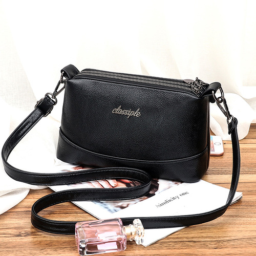 Small bag for women  spring and summer fashionable three-layer soft leather mother bag Korean style simple casual shoulder crossbody bag on behalf of