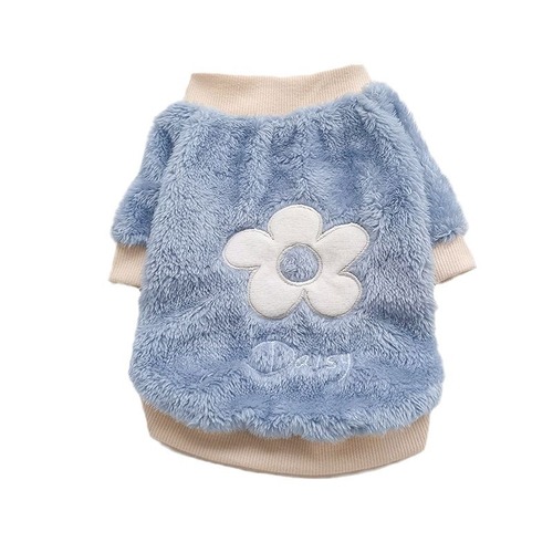 Dog Clothes Autumn and Winter Fleece Warm Flower Sweatshirt Teddy Pomeranian Small Dog Cat Pet Clothing 