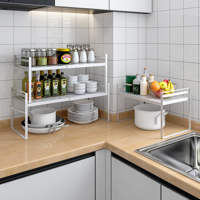 kitchen Shelf mesa Storage racks cupboard Stratified Arrangement Dish rack Scalable Lower sink Storage Compartment