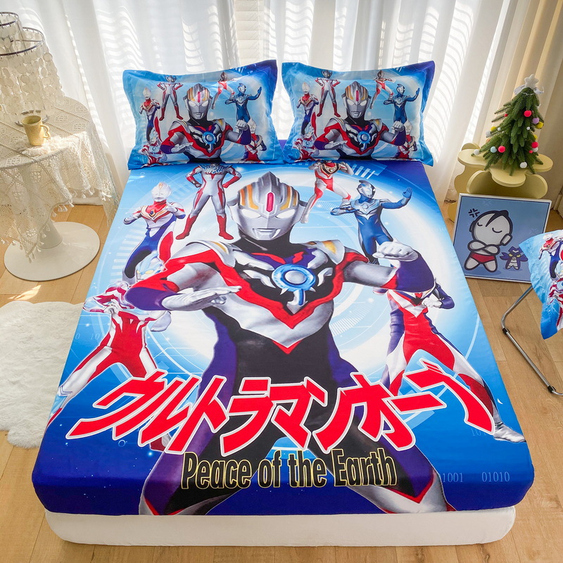 Cartoon Single Bed Sheet with Brown Mattress Cover Dust Cover Mat Mattress Protector Cartoon Children's Top and Bottom