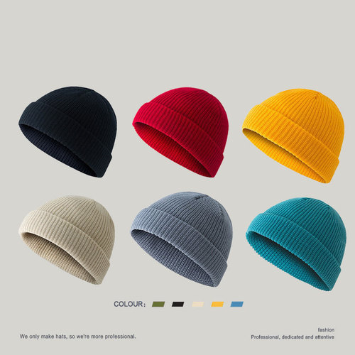 Foreign trade wool hat men's autumn and winter hip-hop fedora hat short style trendy brand large head circumference Korean-style warm knitted cold hat
