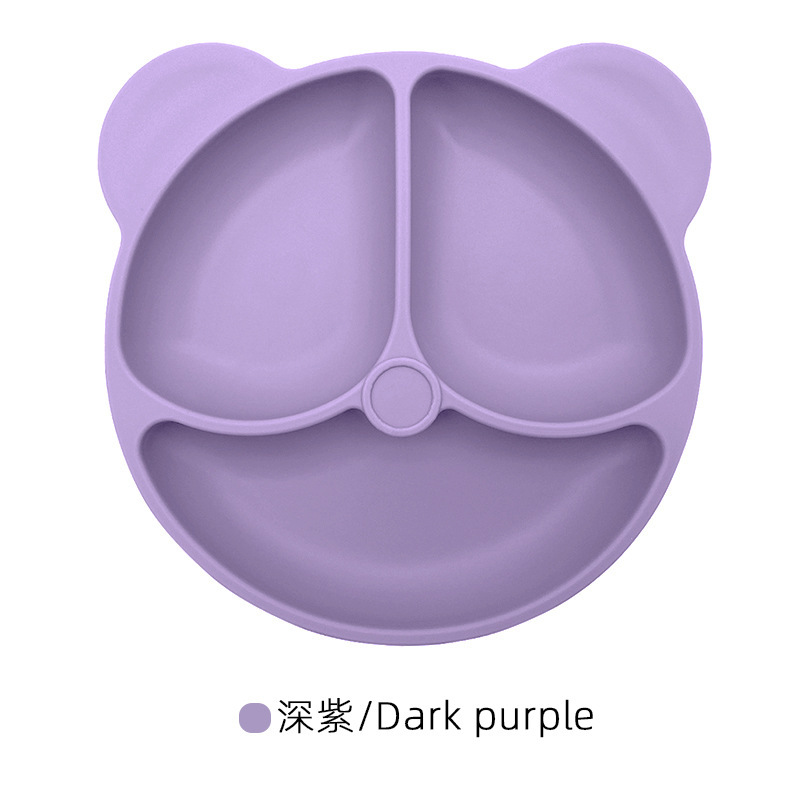 Silicona bebé cena placa redonda cara sonriente vajilla de silicona de los niños plato de cena de silicona suplemento de alimentos para bebés plato de cena del compartimiento