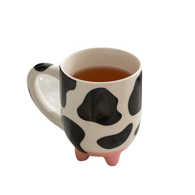 Taza de cerámica creativa con diseño de vaca para exportación, taza de regalo de Navidad, taza para café y leche al por mayor.