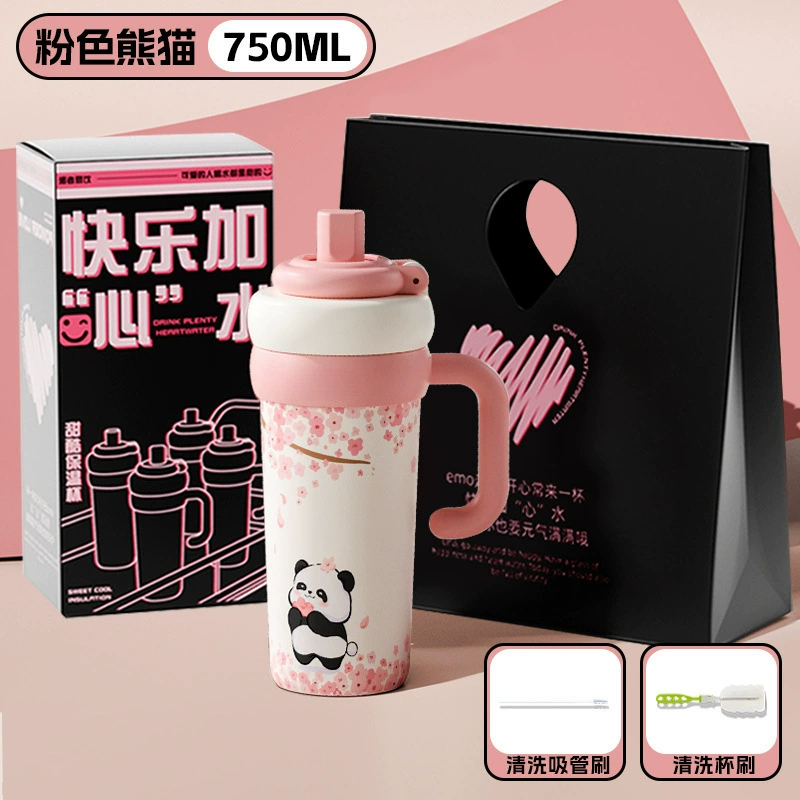 Capacious glass, tea cup, high quality ceramic straw with glass