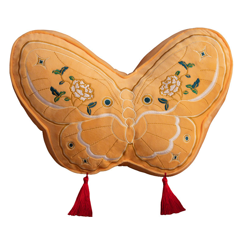 Caricatura adorable estilo nacional de bordilla mariposa almohada almohada sofá almohada de peluche muñeca de cabecera almohada