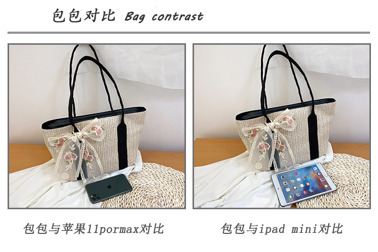 Fashion Lace Straw Large Capacity Shoulder Messenger Portable Bag Wholesale display picture 30