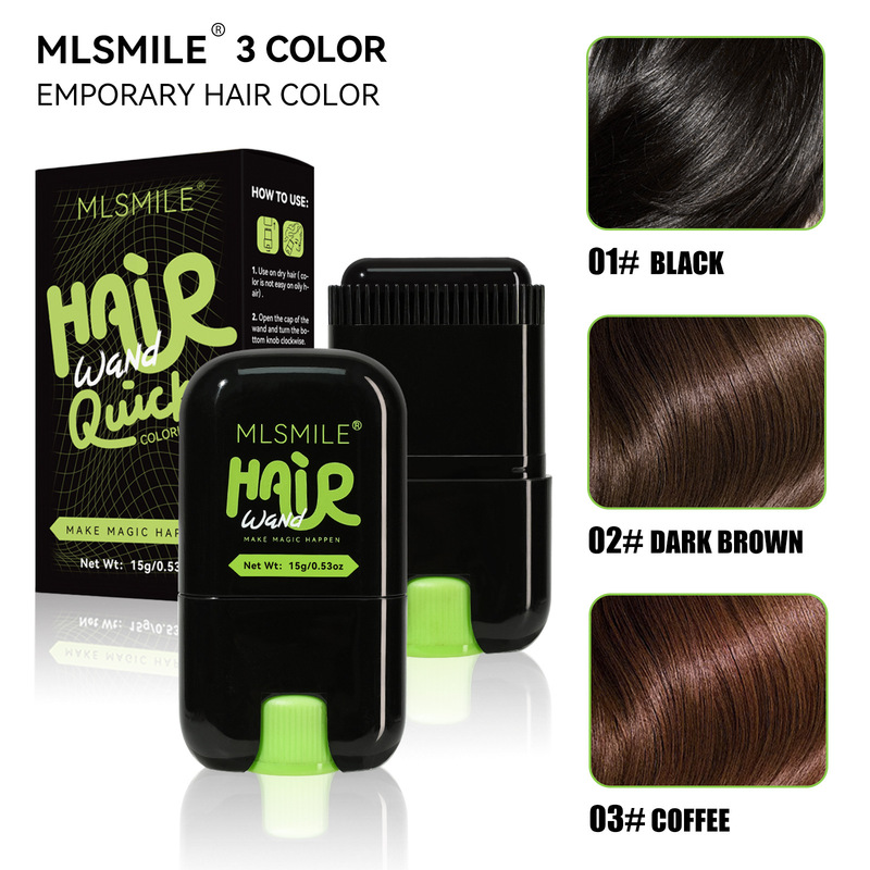 MLSMILE 越境ヘアスタイリングスティックで白髪をカバー、長持ちする使い捨てナチュラル3色ポータブル無害染毛ペン|undefined