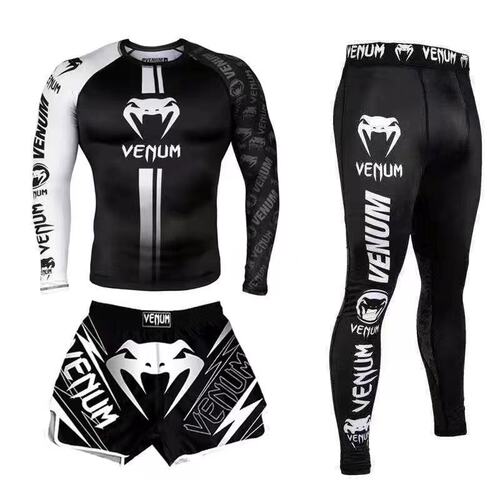 New Product Boxing Pants Fighting MMA Mixed Martial Arts UFC Running Workout Training Quick-Dry Pants Venom Three-Piece Set