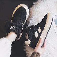 加绒羊羔毛高帮帆布鞋女2025新款冬季保暖二棉鞋学生厚底板鞋潮