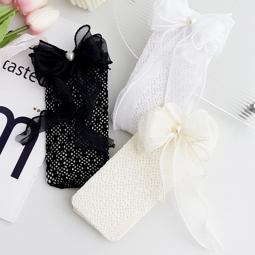 Summer thin Lolita bow girls long socks lace lace socks Japanese princess straight calf socks