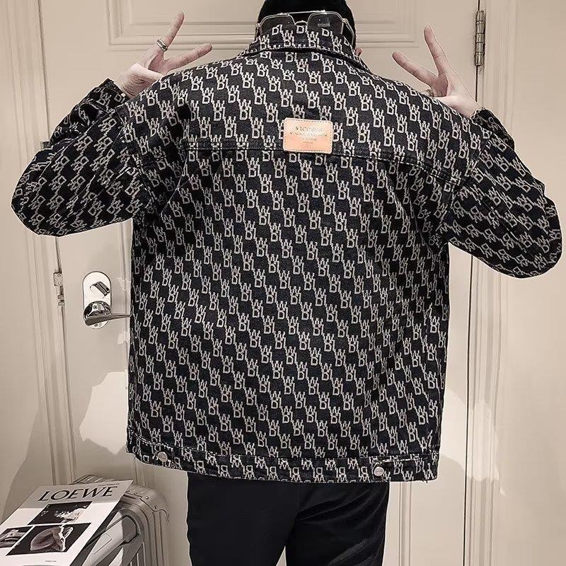 Abrigo de mezclilla para hombre primavera y otoño marca de moda superior ins Moda guapo casual todo partido solapa chaqueta de hombre mapache