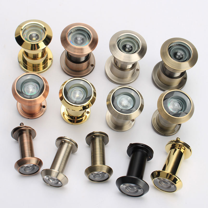 Brass cat eye 200 degrees HD optical lens wide angle visual anti-theft anti-skid anti-theft door with cover copper cat eye