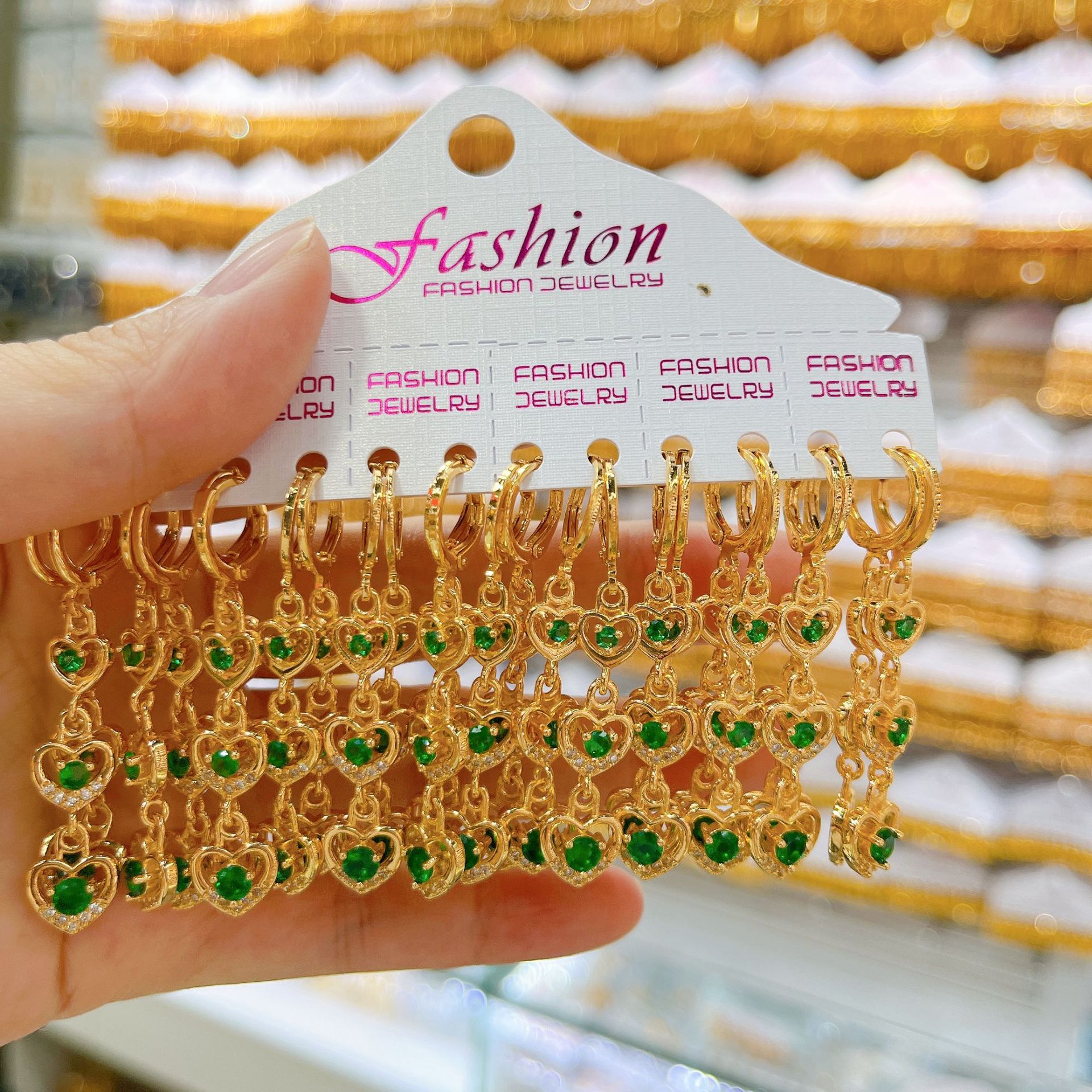 Cross-Border Earrings Light Luxury Colorful Zircon Love Earrings Versatile Niche Design High-End Pendant Earrings for Women