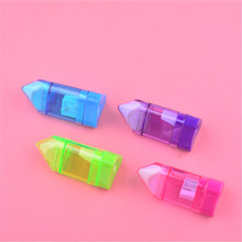 光面单孔塑料卷笔刀 带橡皮削笔刀 创意学生儿童削铅笔可印刷logo