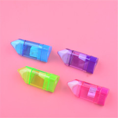 光面單孔塑料卷筆刀 帶橡皮削筆刀 創意學生兒童削鉛筆可印刷logo