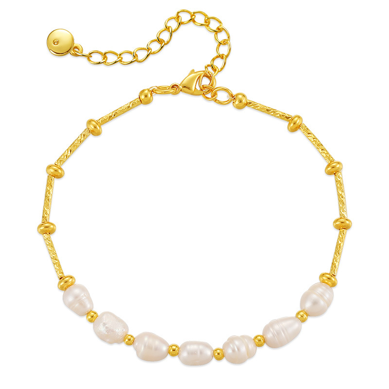 Elegant Fashion Solid Color Pearl Brass Bracelets 1 Piece