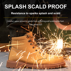 跨境超纖皮勞保鞋男防砸防刺穿鋼包頭工作鞋舒適耐穿安全鞋廠家