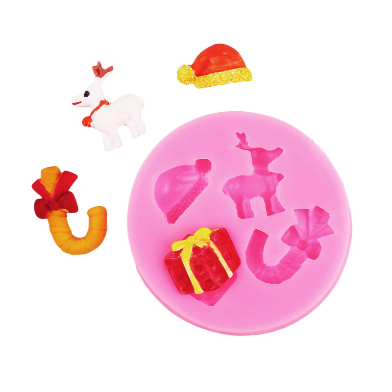 4 piezas pastel molde decoración Navidad vacaciones regalo ELK caramelo sombrero hornear molde de silicona hecho a mano jabón Decoración