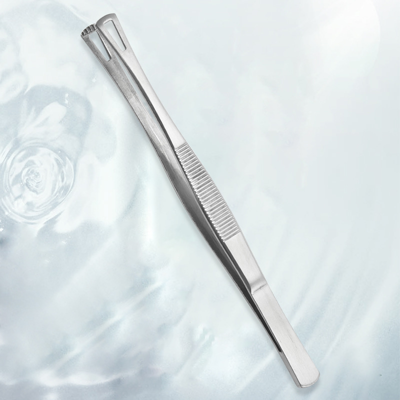 厂家批发组织镊子齿镊不锈钢防滑钳棉球夹有齿带勾镊