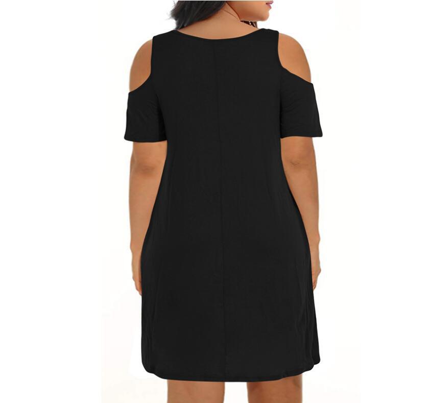 2025 transfronterizo Amazon verano Europa y América ropa de mujer de moda grande vestido suelto cuello redondo hombro abierto falda A