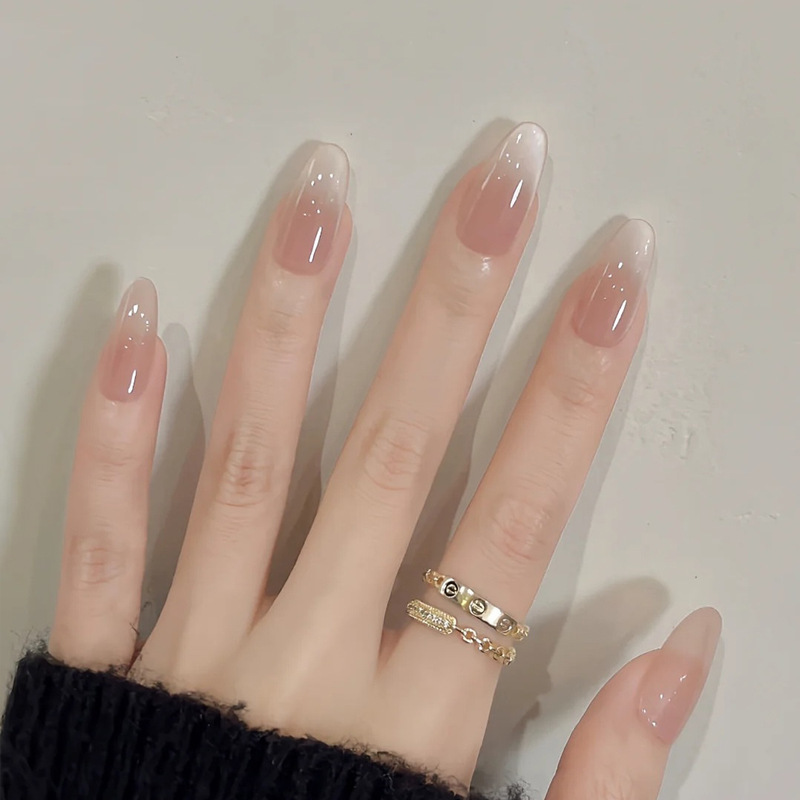 Ins Popular Wearable Nails, Mid-Length Nude Pink Gradient Fine Blush Manicure Nails, Daily Versatile Fake Nails Ins Popular Wearable Nails, Mid-Length Nude Pink Gradient Fine Blush Manicure Nails, Daily Versatile Fake Nails