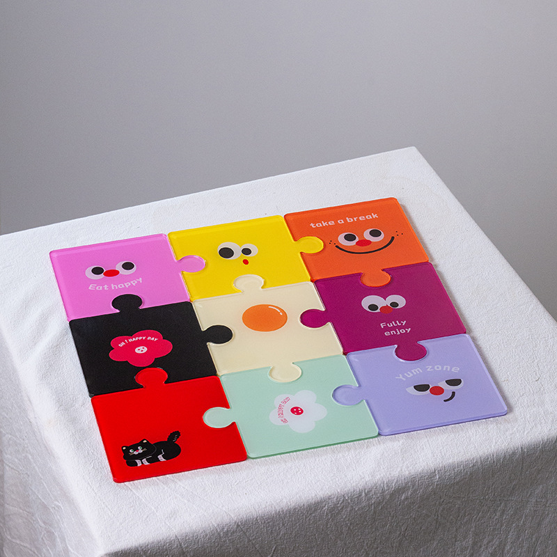 Colgar acrílico puzzle almohadillas DIY decoración de pared cafetería postre decoración taza almohadillas de dopamina color comida