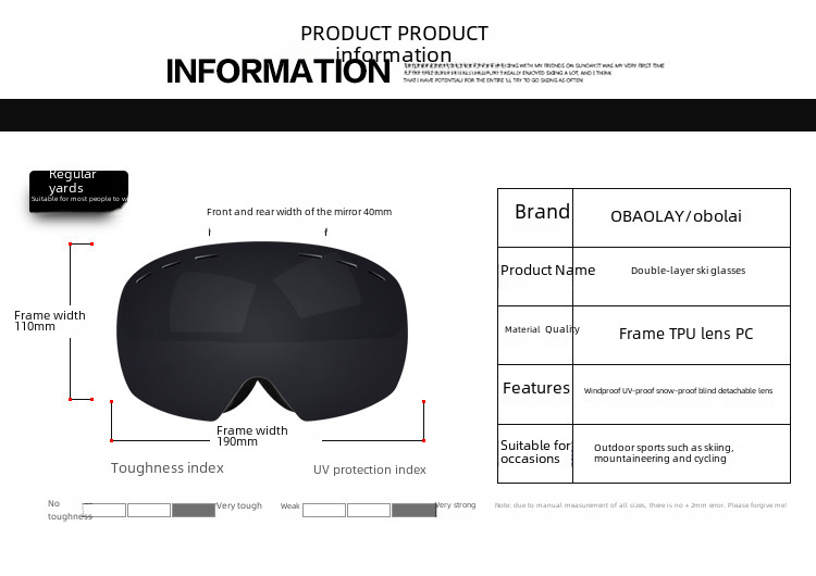 Ski goggles Double-layer anti-fog spherical ski glasses for men and women for outdoor mountaineering windproof eye protection Mirror Gear_voghion.com