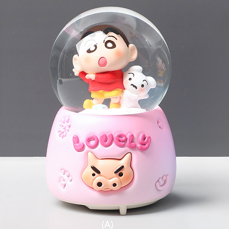 Pequeño libro rojo estilo caliente perro de orejas grandes bola de cristal caja de música nieve brillante niña dormitorio decoración de escritorio regalo