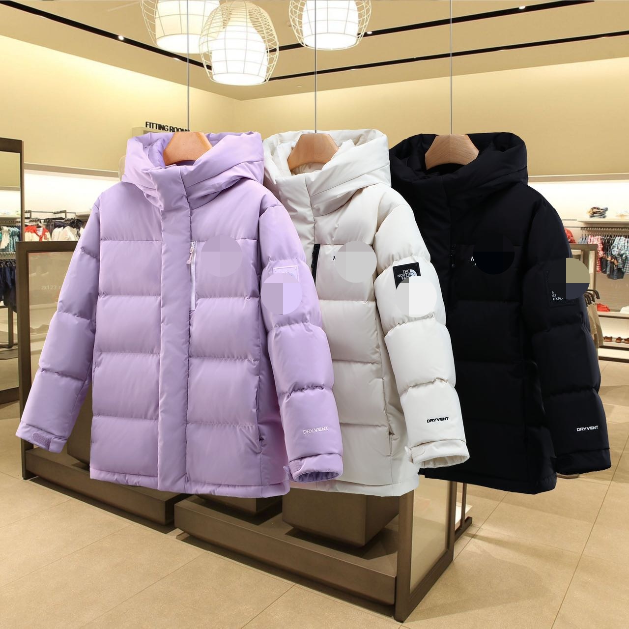 北家冬季新款中大童男女加厚连帽羽绒服亲子装学院风外套潮高品质