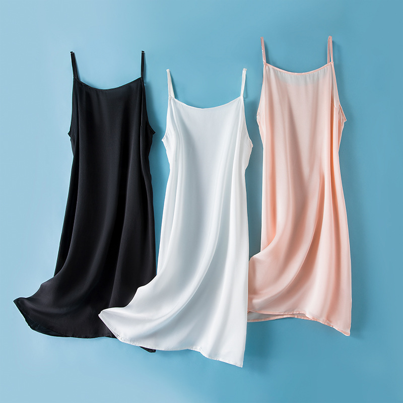 Women's summer silk dress with suspenders dress-silk crepe satin