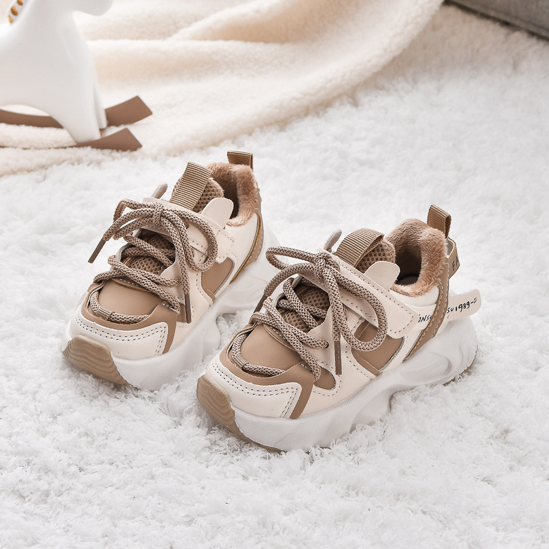 Zapatos de invierno para bebés, calentamiento de terciopelo, zapatos de algodón, 21 - 30 yardas, zapatos para niños pequeños, zapatos deportivos para niños y niñas