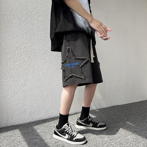 Casual Denim Short Pants for Men - Summer Thin Version, Streetwear Brand, Ins Style, High Street, American Wash Design, Unique Five-Finger Pants