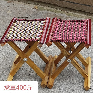 Old-Fashioned Outdoor Folding Stool Made of Acacia Wood, Solid Wood Stool for Barbecue, Household Bench, Portable Fishing Stool