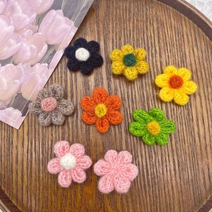 Macaron Color Knitted Wool Flower DIY Color Pastoral Flower Clothing Bag Decoration Accessories Accessories